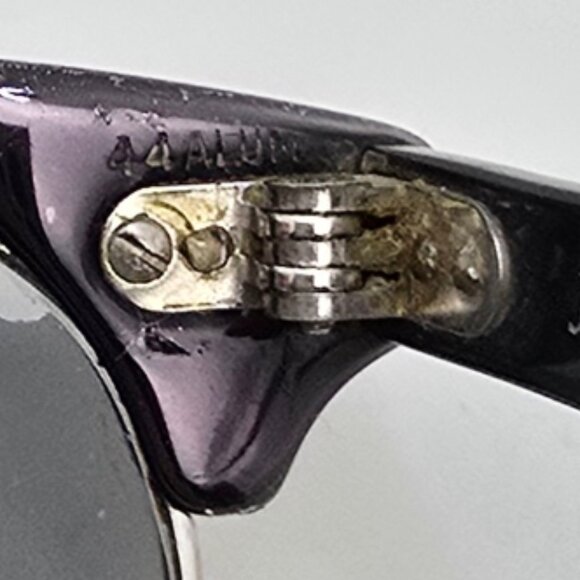 Shuron 1/10 12K G.F. Black White Gold Horn Rimmed Aluminum Eyeglasses Frame 44mm - Picture 10 of 16